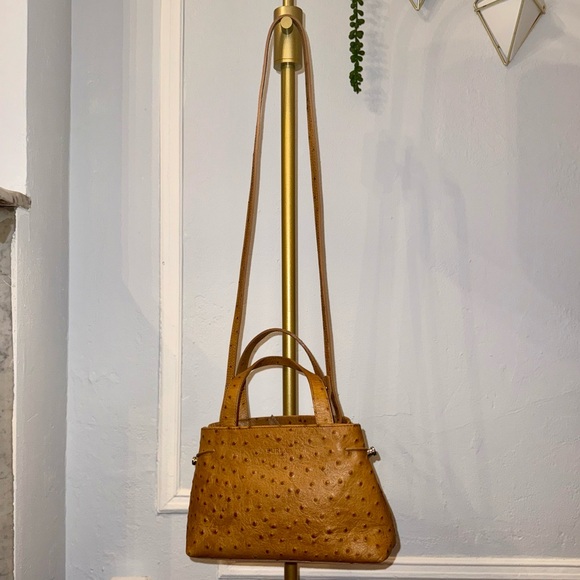 Furla Vintage Ostrich Embossed Leather Two Way Bag (EUC) and Dustbag - Picture 5 of 16